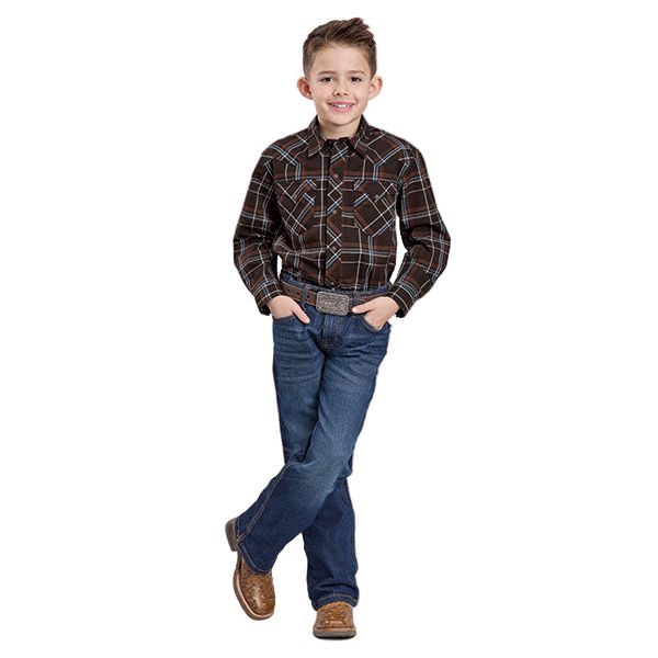 Boy's Roper Long SLeeve Performance Plaid Snap Shirt 03-030-0062-0709