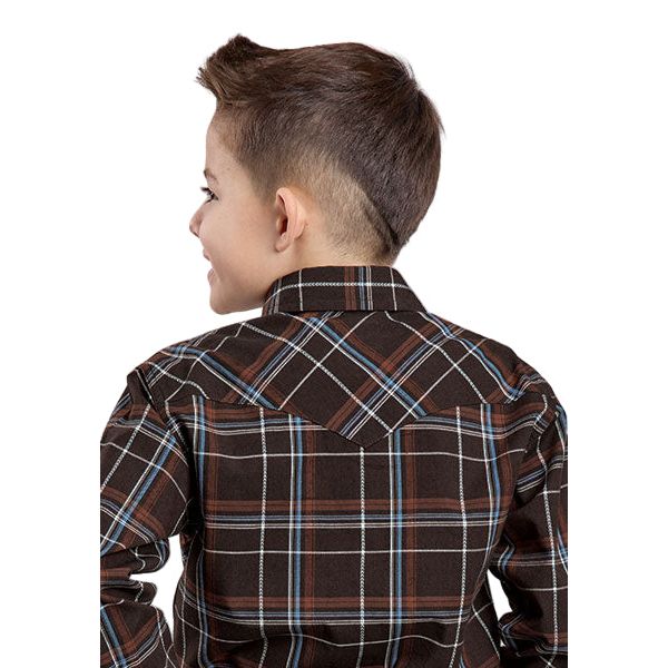 Boy's Roper Long SLeeve Performance Plaid Snap Shirt 03-030-0062-0709