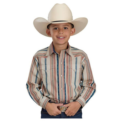 Boy's Roper Long Sleeve Vertical Performance Stripe Snap Shirt 03-030-0068-0479 - Crazy House Western Wear