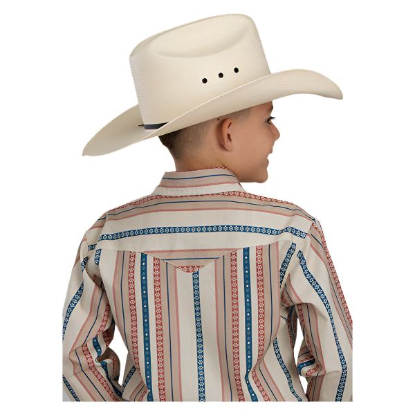 Boy's Roper Long Sleeve Vertical Performance Stripe Snap Shirt 03-030-0068-0479 - Crazy House Western Wear