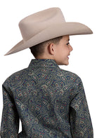 Boy's Roper Long Sleeve Amarillo Print Snap Forest Paisley Shirt 03-030-0225-1017