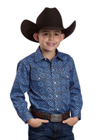 Boy's Roper Long Sleeve Snap Vintage Blue Paisley Western Shirt 03-030-0225-1023
