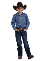 Boy's Roper Long Sleeve Snap Vintage Blue Paisley Western Shirt 03-030-0225-1023