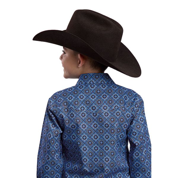 Boy's Roper Long Sleeve Snap Vintage Blue Paisley Western Shirt 03-030-0225-1023