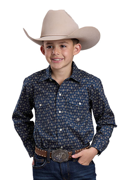 Boy's Roper Long Sleeve Amarillo Poplin Paisley Snap Shirt 03-030-0225-1102