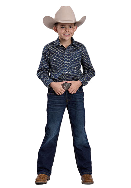 Boy's Roper Long Sleeve Amarillo Poplin Paisley Snap Shirt 03-030-0225-1102