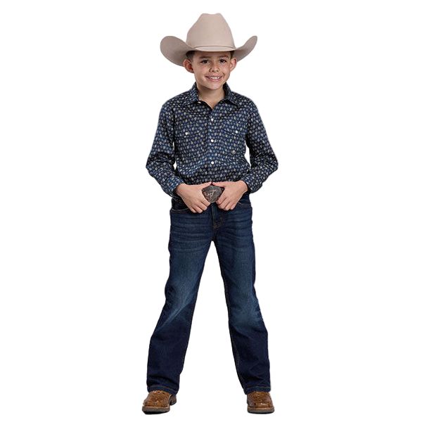 Boy's Roper Long Sleeve Amarillo Poplin Paisley Snap Shirt 03-030-0225-1102