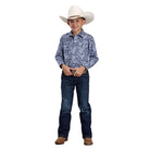 Boy's Roper Long Sleeve Blue Amarillo All Over Print Snap Shirt 03-030-0225-4050