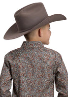 Roper Boy's Long Sleeve Gray Amarillo Paisley Snap Shirt 03-030-0225-6037 