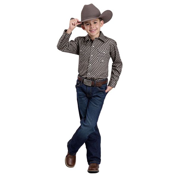 Boy's Roper Long Sleeve Amarillo Snap Allover Print 03-030-0225-6602