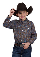 Boy's Roper Long Sleeve Button Bluebird Paisley Western Shirt 03-030-0325-1024
