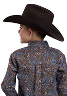 Boy's Roper Long Sleeve Button Bluebird Paisley Western Shirt 03-030-0325-1024