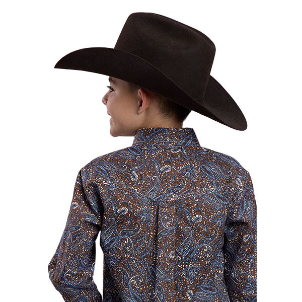 Boy's Roper Long Sleeve Button Bluebird Paisley Western Shirt 03-030-0325-1024