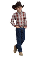 Roper Boy's Long Sleeve Red Rock Plaid Button Down Shirt 03-030-0378-6076