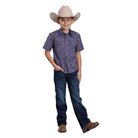 Boy's Roper Short Sleeve Blue Allover Printed Snap Shirt 03-031-0064-0328