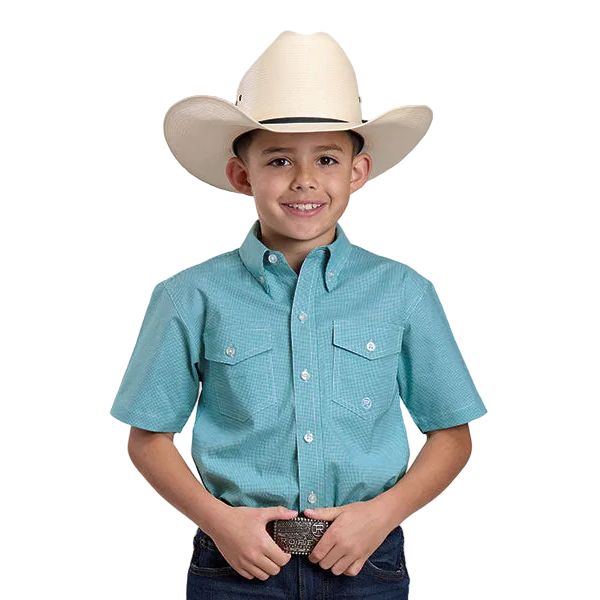 Boy's Roper Short Sleeve Amarillo Plaid Button Up Shirt 03-031-0378-3105