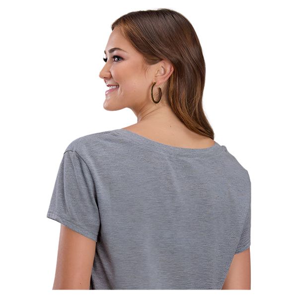 Women's Roper Short Sleeve Grey Printed V-neck T-shirt 03-039-0513-4092 - Crazy House Western Wear