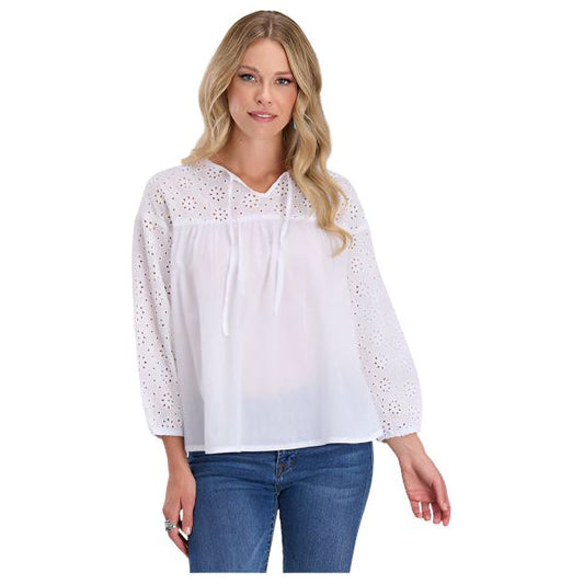 Women's Roper White Long Sleeve Embroidery Fabric Shirt 03-050-0565-5056
