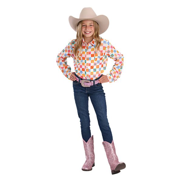 Girl's Roper Long Sleeve Related Checkers Western Shirt 03-080-0590-4082 - Crazy House Western Wear