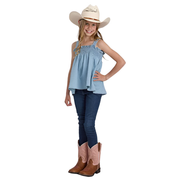 Girl's Stetson Sleeveless Denim Shirt 03-082-0594-2082 - Crazy House Western Wear
