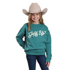 Girl's Roper Turquoise Knit Sweatshirt 03-089-0514-6172