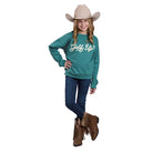 Girl's Roper Turquoise Knit Sweatshirt 03-089-0514-6172