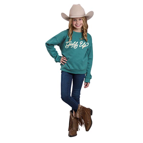 Girl's Roper Turquoise Knit Sweatshirt 03-089-0514-6172