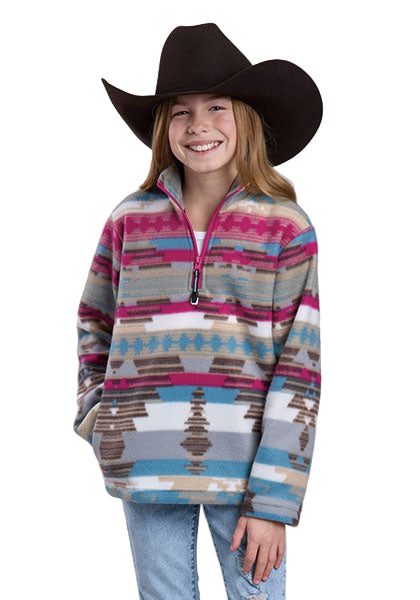 Girl's Roper Pink Fleece Aztec Pullover 03-095-0250-6638