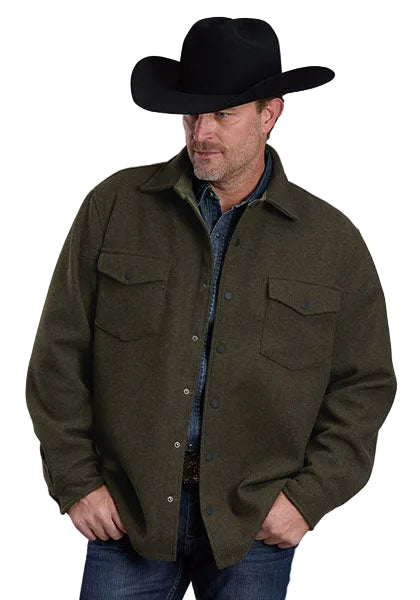 Roper Men's Green Wool Button Front Shacket 03-097-0119-6256