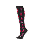 Women's Boot Doctor Black Over The Calf Socks with Pink and Red Hearts 0421801