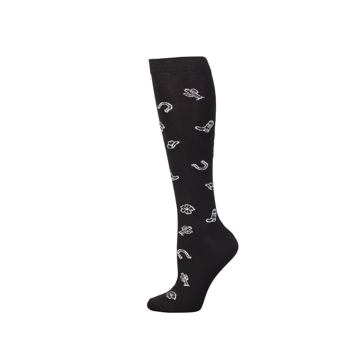 Boot Doctor Women's Black Over the Calf Western Print Socks 422401