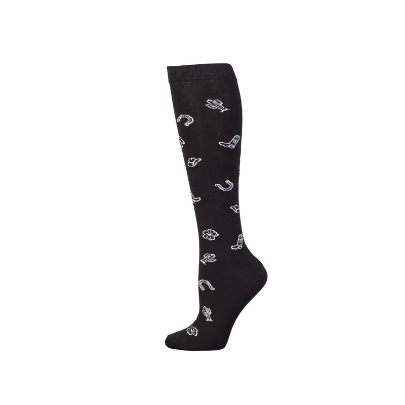 Boot Doctor Women's Black Over the Calf Western Print Socks 422401