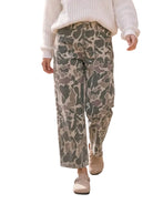 Women's Olive Camo Wide Leg Utility Denim Pants 