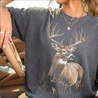 Women's Gray Short Sleeve Vintage Buck Hunting Tee 