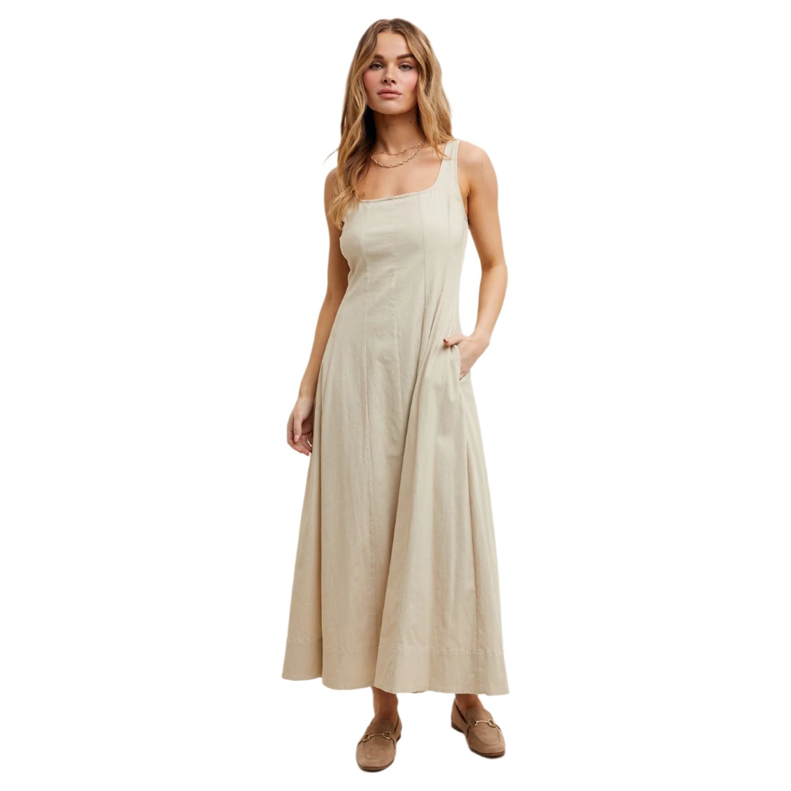 Women's Cotton A-line Midi Dress WL25-10203 Crazy House Western Wear Women's Cotton A-line Midi Dress WL25-10203 Crazy House Western Wear