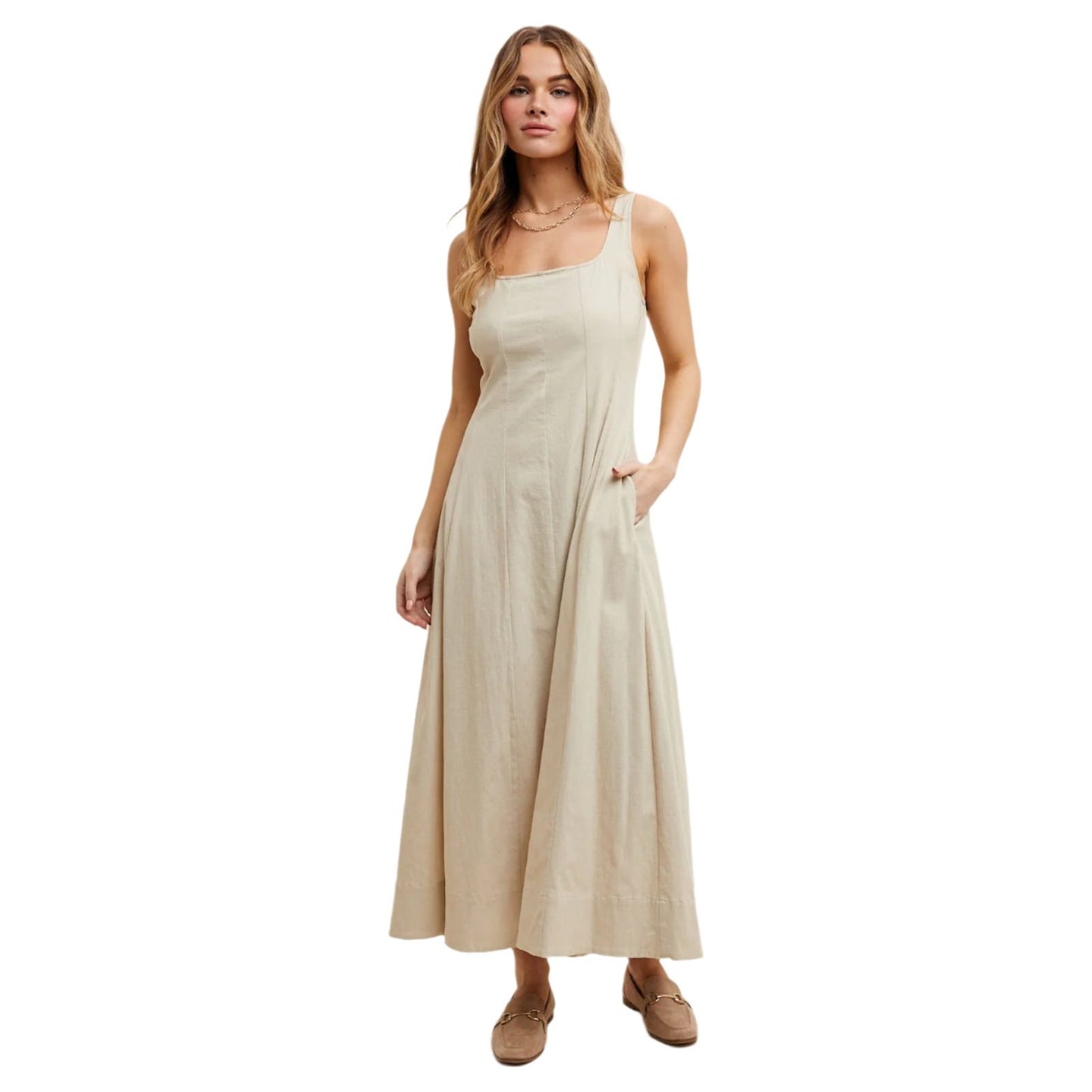 Women's Cotton A-line Midi Dress WL25-10203
