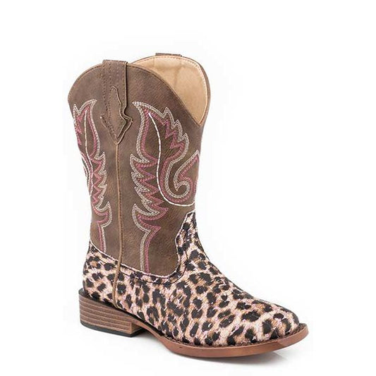 Girl's Roper Leopard Print and Tan Western Boot 