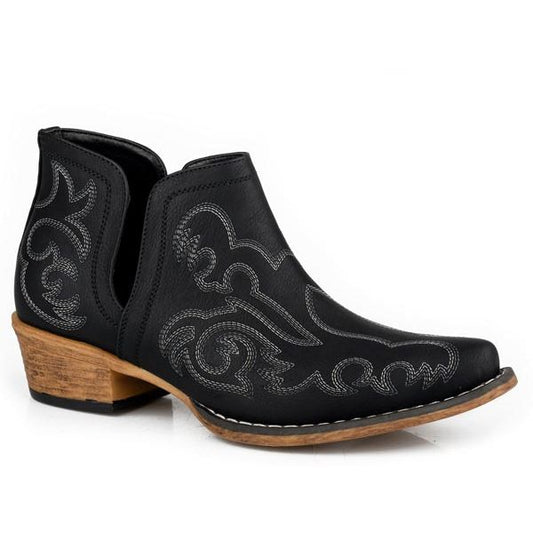 Women's Roper Black Faux Leather Ankle Bootie 