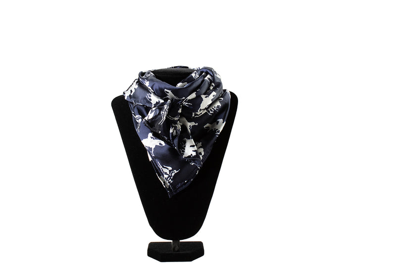 Black and White Horse Print 100% Silk Wild Rag 0910301