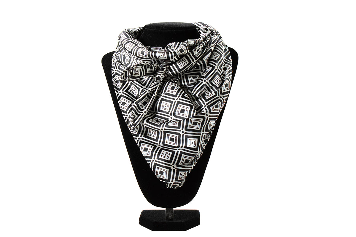 Black and White 33" X 33" 100% Silk Wild Rag 0910862