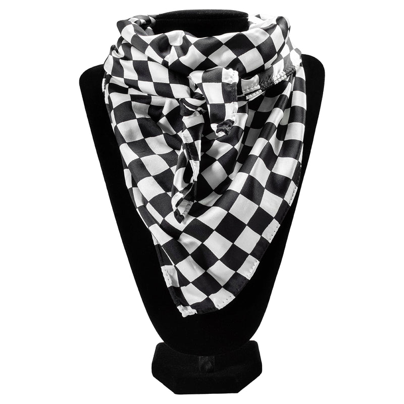 Black and White Checkered Print Wild Rag Scarf