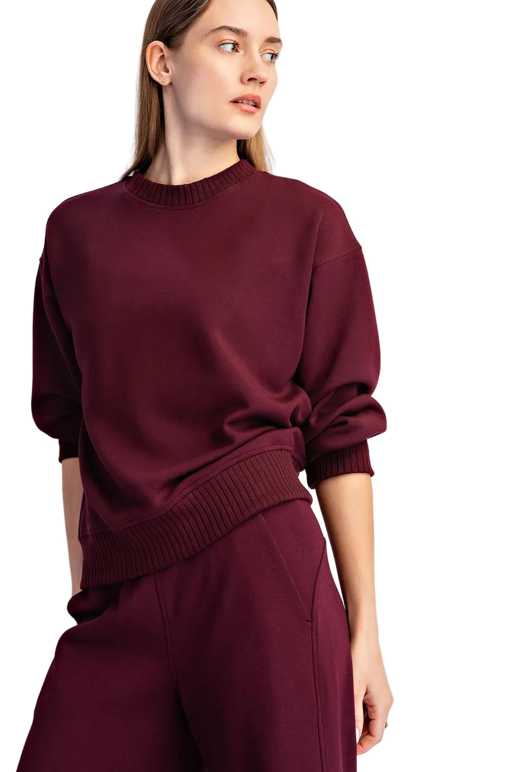 Rae Mode Women's Modal Scuba Luxe Crew Neck Top
