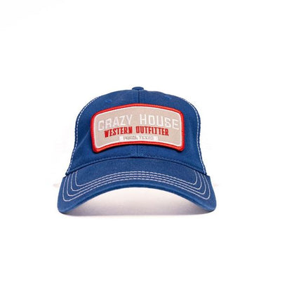 Blue and White Snapback with Outfitter Patch - Crazy House Western Wear
