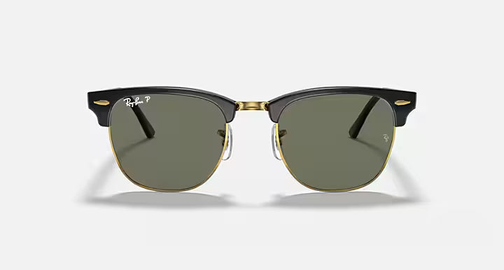 Ray-Ban Polished Black and Green Clubmaster Sunglasses RB3016-901/58