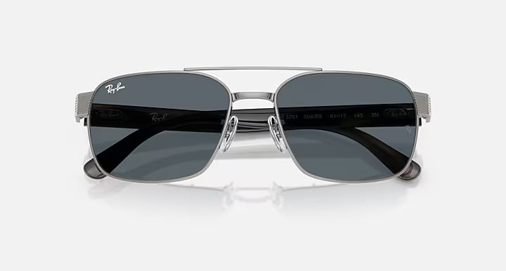 Ray-Ban Polished Gunmetal with Blue Polarized Lenses Sunglasses RB3701-004