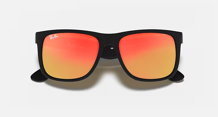 Ray-Ban Matte Black and Red Mirror Justin Sunglasses 0RB4165-622/6Q55