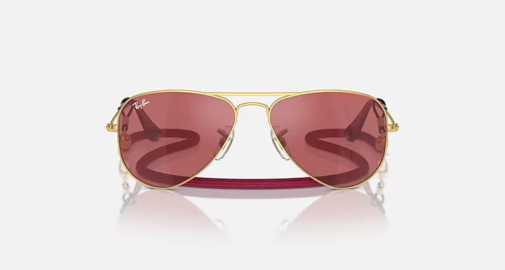 Kids Ray-Ban Red and Gold Aviators 0RJ9506S-223/B5
