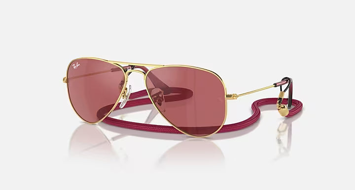 Kids Ray-Ban Red and Gold Aviators 0RJ9506S-223/B5