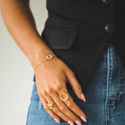 Women's West & Co 18K Gold Plated Dainty Rhinestone Horseshoe Chain Bracelet WC-BR15G