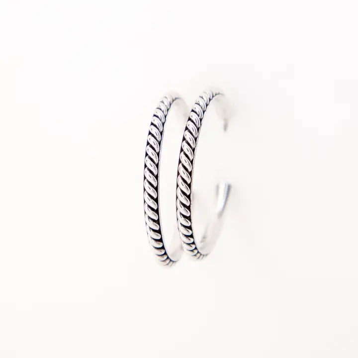 West & Co 1.75" 18K White Gold Plated Hoop Earring with Twist Detailing WC-E06WG